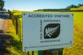 AUCKLAND, NEW ZEALAND- MAY 12, 2017: New Zealand wooden sign with winery background Royalty Free Stock Photo