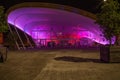 Auckland, New Zealand, November, 26, 2014; The Cloud Auckland`s downtown venue lit up at night with a neon pink and purple lights