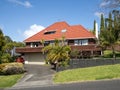 Low angle view of suburban house