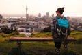 Auckland, New Zealand, Skytower view from Mount Eden, Auckland skyline Royalty Free Stock Photo