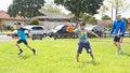 Auckland, New Zealand, 10th of Nov 2019, adults and kids playing nerf gun together at an outdoor children playground