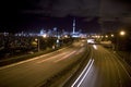 Auckland night skyline view and roads