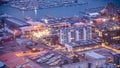 AUCKLAND, NZ - AUGUST 26, 2018: Aerial city view from Sky Tower. Auckland skyline at sunset Royalty Free Stock Photo