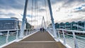AUCKLAND, NZ - AUGUST 27, 2018: Auckland waterfront bridge on a beautiful morning