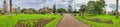 Auckland panoramic 360 degrees view from Albert Park on a cloudy day, New Zealand