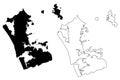 Auckland Region Regions of New Zealand, North Island map vector illustration, scribble sketch Auckland map