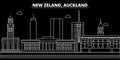 Auckland silhouette skyline. New Zealand - Auckland vector city, new zealand linear architecture. Auckland travel