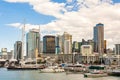 Auckland skycrapers and harbor