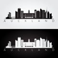 Auckland skyline and landmarks silhouette