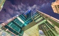 Auckland skyline at night, upward view, New Zealand Royalty Free Stock Photo