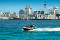 Auckland Skyline & PWC - Jetski Royalty Free Stock Photo