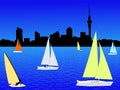 Auckland skyline with yachts