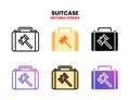 Auction Bag Suitcase icon set with different style Royalty Free Stock Photo