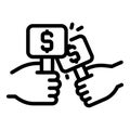 Auction bidding icon, outline style