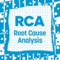 RCA - Root Cause Analysis Blue Texture White Squares Background Text Royalty Free Stock Photo