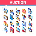 Auction Buying Isometric Icons Set Vector Royalty Free Stock Photo