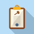 Auction clipboard icon flat vector. Judge process