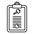 Auction clipboard icon outline vector. Judge process