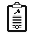 Auction clipboard icon simple vector. Judge process