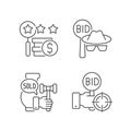 Auction components linear icons set