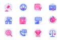 Auction concept web flat color icons with shadow set