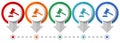 Auction, court vector icon set, flat design infographic template, set pointer concept icons in 5 color options for webdesign and Royalty Free Stock Photo