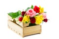 Auction crate with colorful roses
