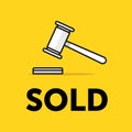 Auction hammer icon. Thin line illustration. Flat style design. Royalty Free Stock Photo