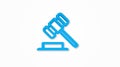 auction hammer, law and justice symbol, verdict 3d realistic line icon. vector illustration