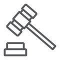 Auction hammer line icon, finance and banking Royalty Free Stock Photo