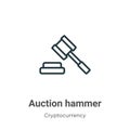 Auction hammer outline vector icon. Thin line black auction hammer icon, flat vector simple element illustration from editable Royalty Free Stock Photo