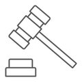 Auction hammer thin line icon, finance and banking Royalty Free Stock Photo