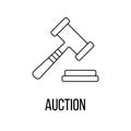 Auction icon or logo line art style. Royalty Free Stock Photo