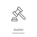 auction icon vector from business finance collection. Thin line auction outline icon vector illustration. Linear symbol for use on Royalty Free Stock Photo