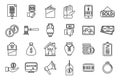 Auction icons set outline vector. Online charity