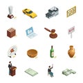 Auction Isometric Icon Set Royalty Free Stock Photo