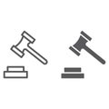 Auction line and glyph icon, justice and law, hammer sign, vector graphics, a linear pattern on a white background. Royalty Free Stock Photo