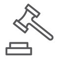 Auction line icon, justice and law, hammer sign, vector graphics, a linear pattern on a white background. Royalty Free Stock Photo