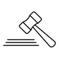 Auction mallet line icon, outline vector sign, linear style pictogram isolated on white. Judge gavel symbol, logo