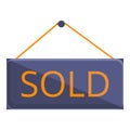 Auction sold icon, cartoon style Royalty Free Stock Photo