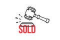 Auction vector symbol. Gavel making sound sold. Auction, sale concept