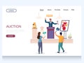 Auction vector website landing page design template