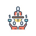 Color illustration icon for Auctions, auctioneer and chaffer