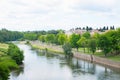 The Aude River. Town Carcassonne. France