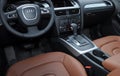 Audi a4 car interior, cockpit, steering and gearbox and interior design