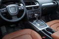 Audi a4 car interior, cockpit, steering and gearbox and interior design