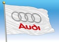 Audi cars international group, flags with logo, illustration