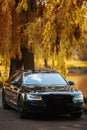 Audi A8 D4 Long. Luxury black modern car. Executive class auto.