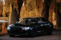 Audi A8 D4 Long. Luxury black modern car. Executive class auto.