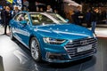 Audi A8L 60 TFSIe quattro car at the 89th Geneva International Motor Show. Geneva, Switzerland - March 5, 2019 Royalty Free Stock Photo